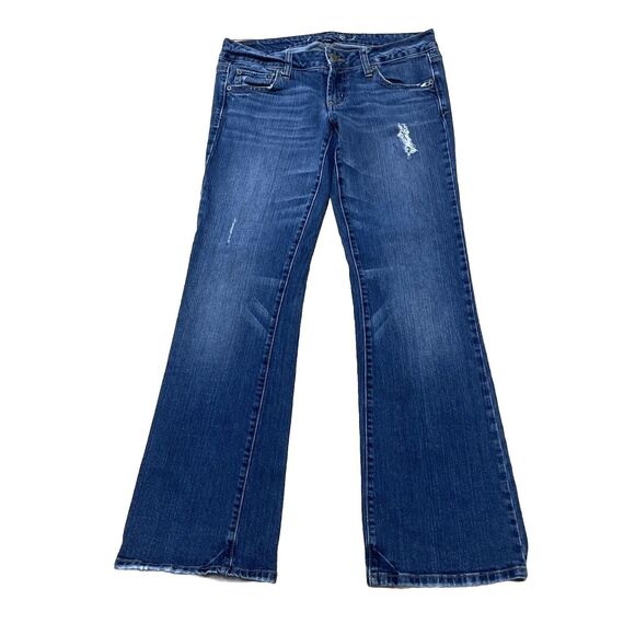 American Eagle Outfitters Vtg Y2k Low Rise Jeans Women 6 Boyfriend Blue Distress - Picture 1 of 16